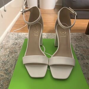 Sam Edelman White Ankle Strap Block Heel